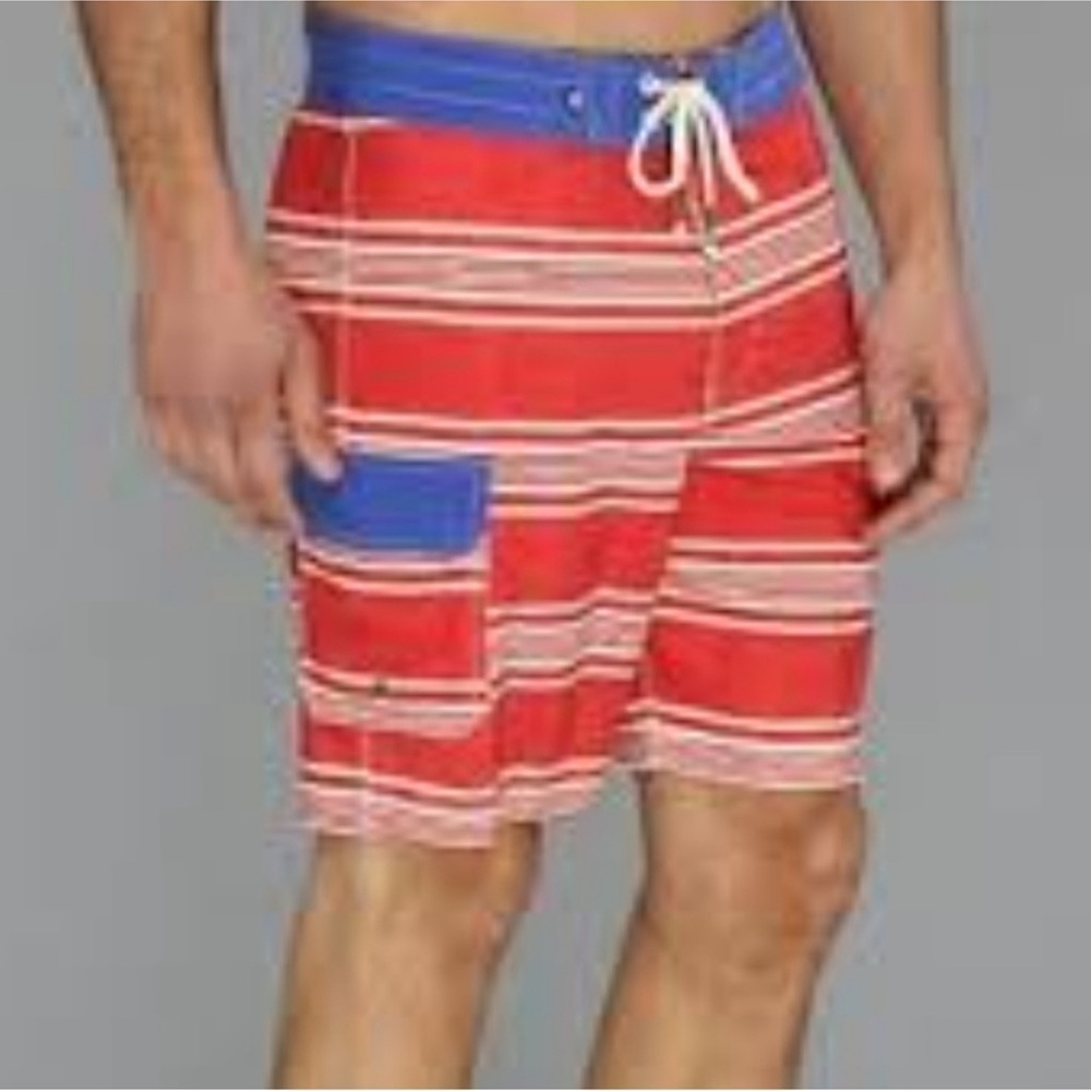 Sperry Sail Away Red and Blue Striped Board Shorts size 36